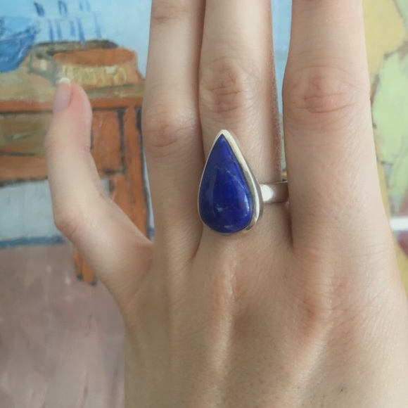 SOLD 🦋Sterling Silver Lapis tear drop ring🦋 - Picture 5 of 6